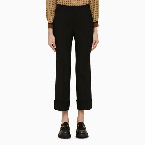 Black wool cropped trousers - GUCCI - Modalova