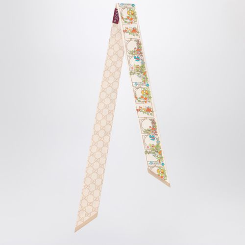 Cream silk floral print scarf - GUCCI - Modalova