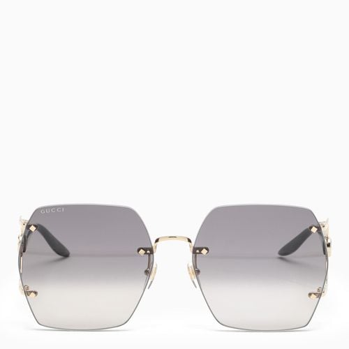 Sechseckige Sonnenbrille goldfarben und schwarz - GUCCI - Modalova