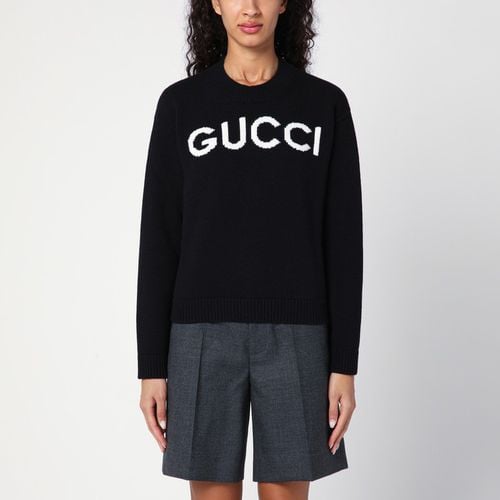 Schwarzer Pullover mit Logo-Einsatz - GUCCI - Modalova