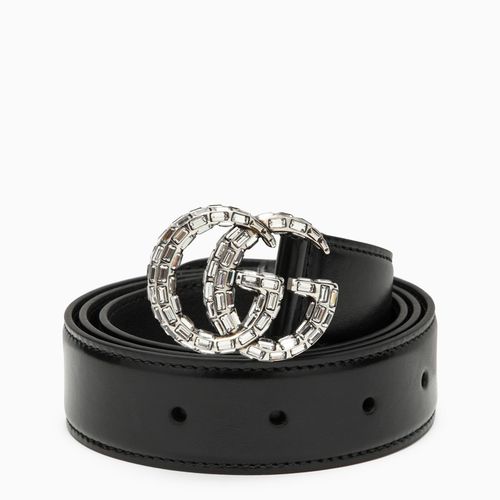 Belt with double GG buckle with crystals - GUCCI - Modalova