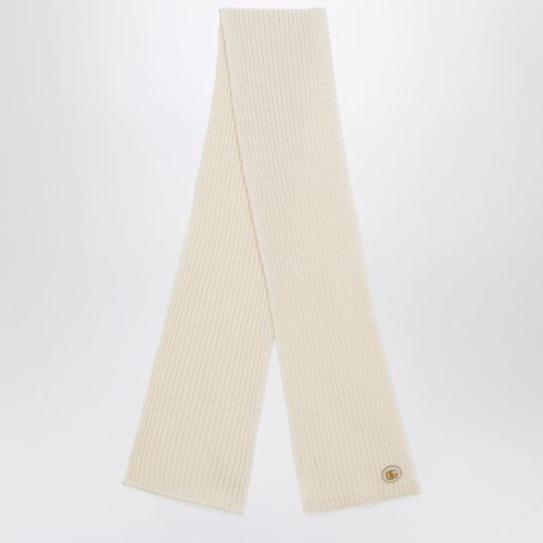 Ivory cashmere scarf with logo - GUCCI - Modalova