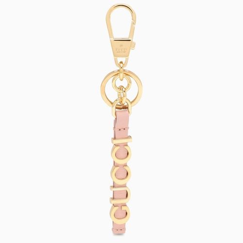 Pink and gold leather keyring with logo - GUCCI - Modalova