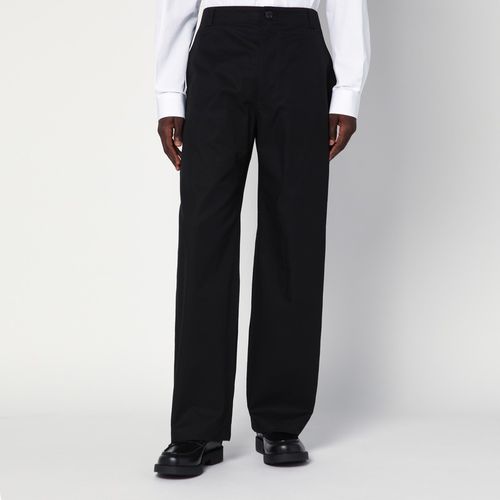 Pantaloni neri in cotone con dettaglio Web - GUCCI - Modalova
