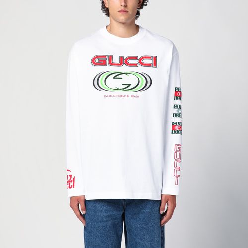 Maglia bianca con stampe logo - GUCCI - Modalova