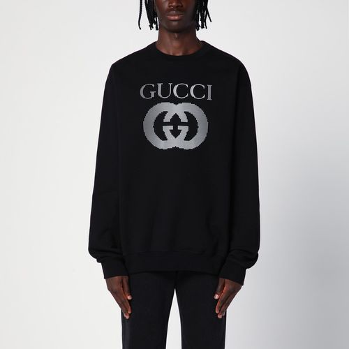 Blue cotton sweatshirt with logo - GUCCI - Modalova