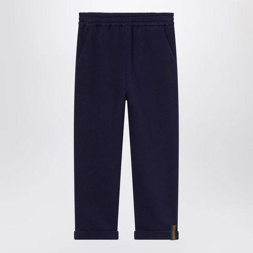 Dark blue pants with Web detail - GUCCI - Modalova