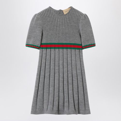 Abito in lana con dettaglio nastro Web - GUCCI - Modalova