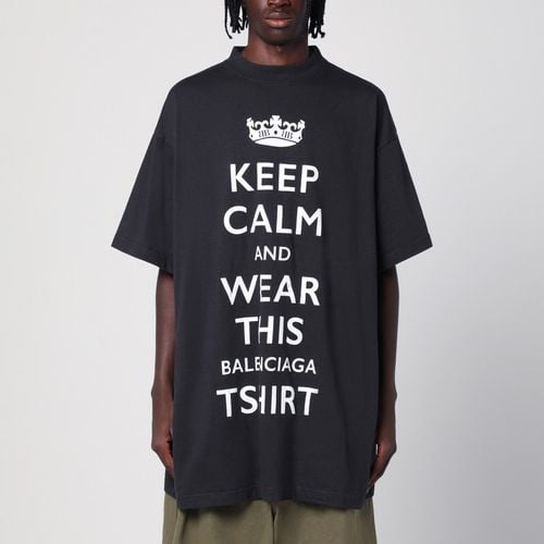 Keep Calm over washed black t-shirt - Balenciaga - Modalova