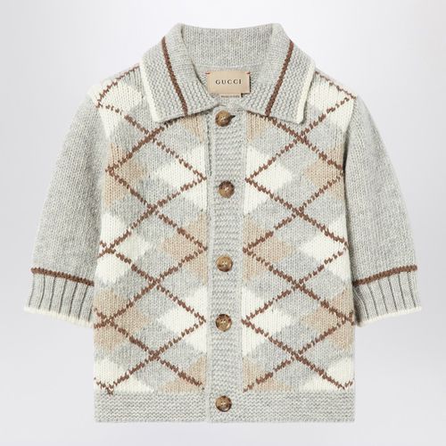 Cardigan con intarsio a rombi /beige - GUCCI - Modalova