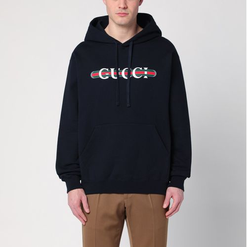 Navy sweatshirt with logo print - GUCCI - Modalova