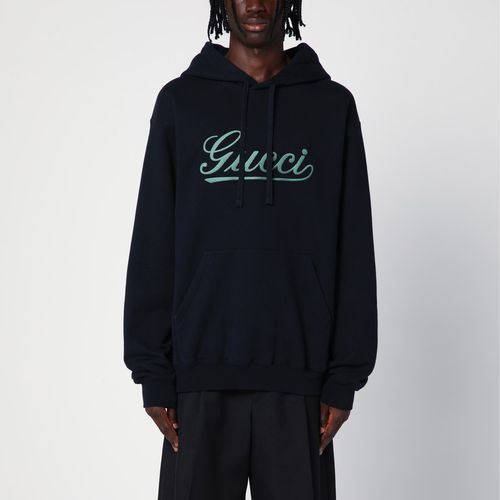 Navy blue hoodie with logo - GUCCI - Modalova