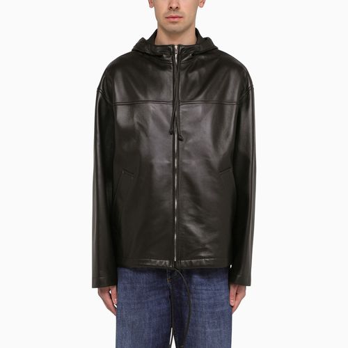 Brown leather zipped jacket - Bottega Veneta - Modalova