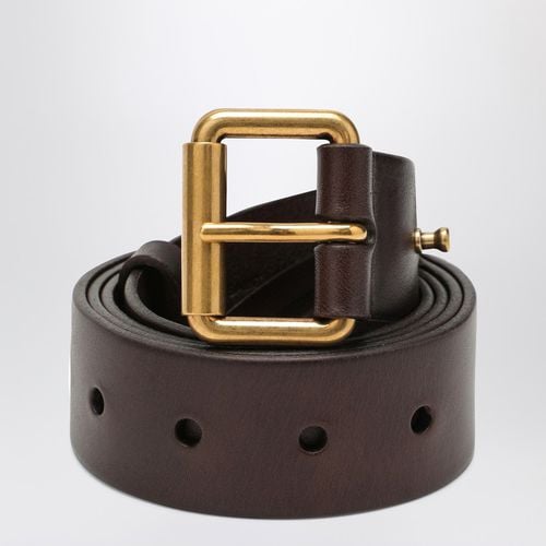 Motorbike brown leather belt - Saint Laurent - Modalova