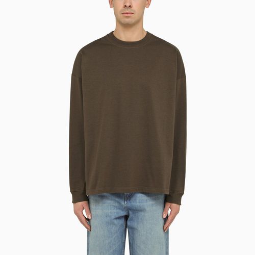 Olive green cotton crew-neck sweatshirt - Bottega Veneta - Modalova