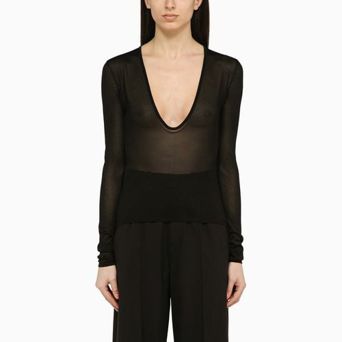 Black jersey with plunging neckline - Saint Laurent - Modalova