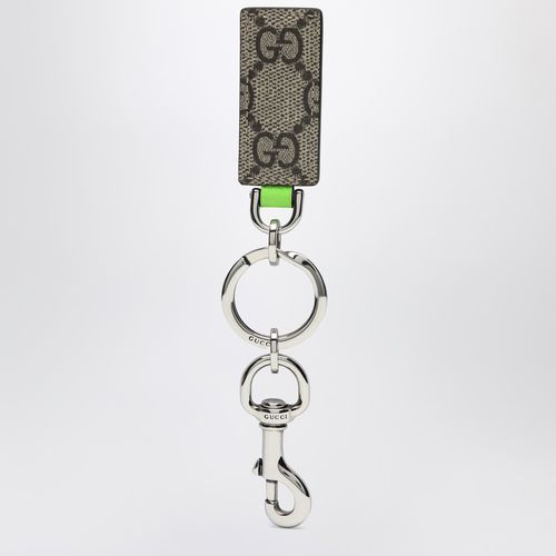 GG Supreme /ebony/shiny green fabric key ring - GUCCI - Modalova