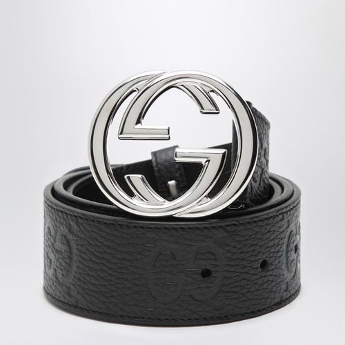 Jumbo leather belt with GG cross buckle - GUCCI - Modalova