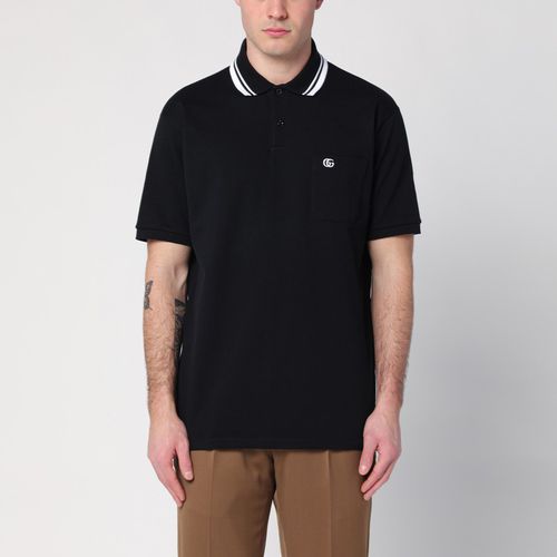 Black cotton polo shirt with logo - GUCCI - Modalova