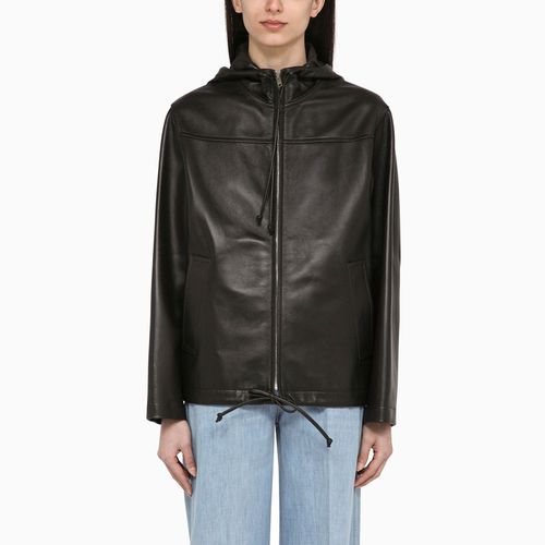 Brown leather zipped jacket - Bottega Veneta - Modalova