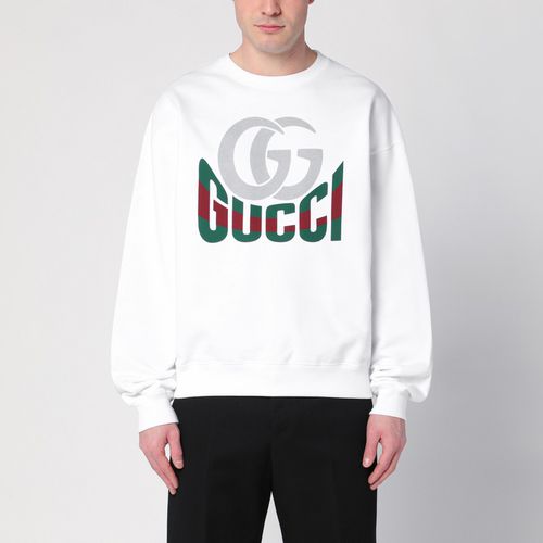 Felpa bianca con stampa logo - GUCCI - Modalova