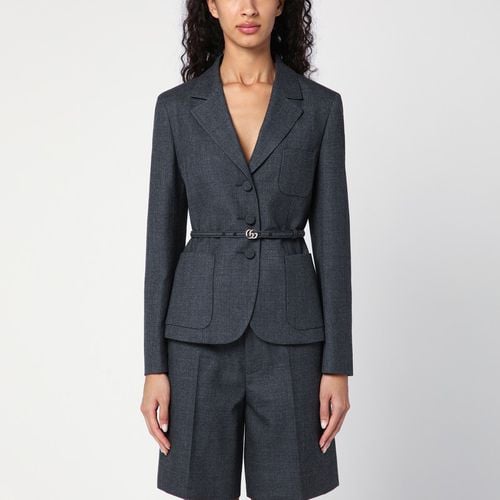 Single-breasted jacket with belt - GUCCI - Modalova