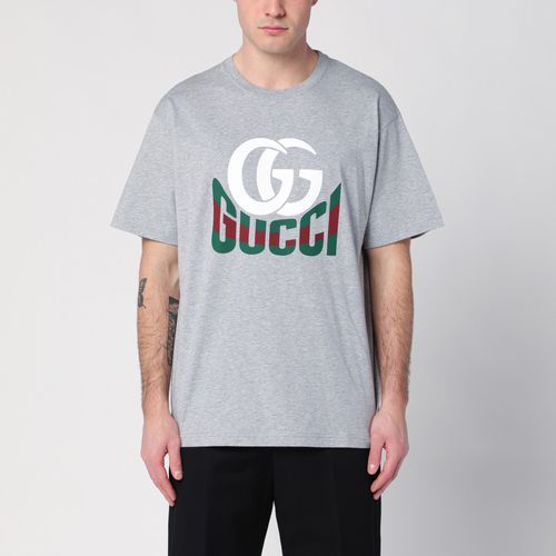 Graues T-Shirt mit Logodruck - GUCCI - Modalova