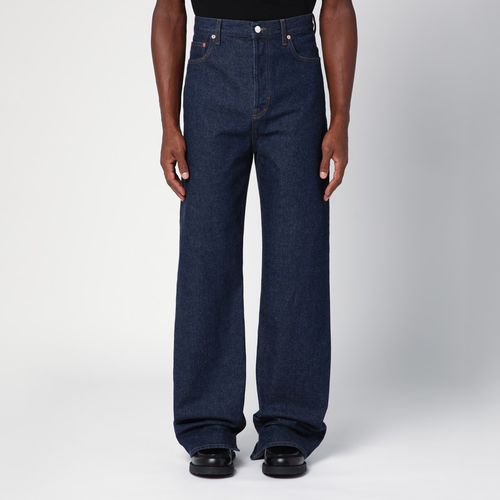 Dark blue wide denim jeans - GUCCI - Modalova