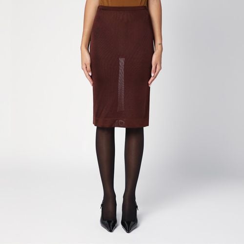 Brown semi-transparent midi skirt - Saint Laurent - Modalova