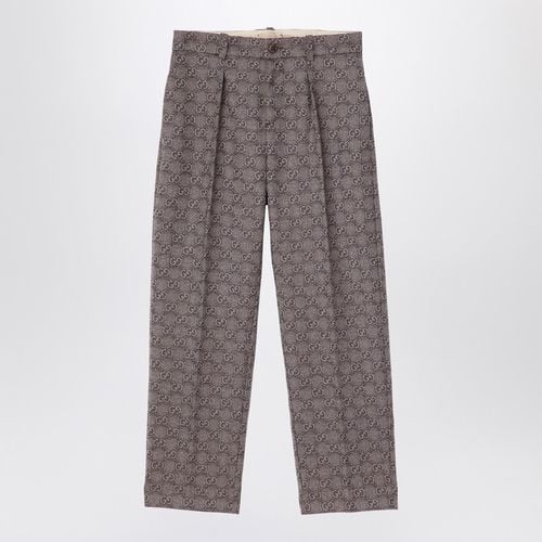 Wool flannel trousers with GG pattern - GUCCI - Modalova