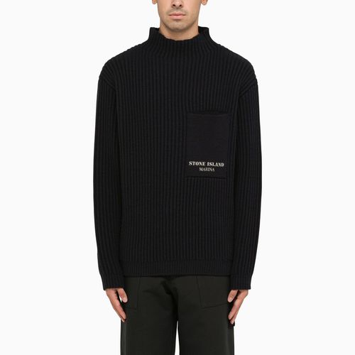 Navy turtleneck in ribbed wool - Stone Island - Modalova