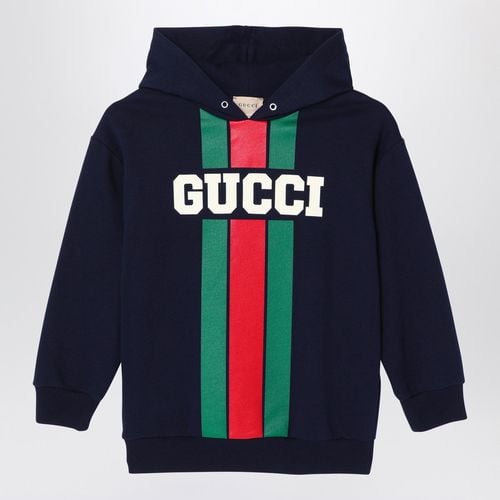 Dunkelblauer Hoodie aus angerauter Baumwolle - GUCCI - Modalova