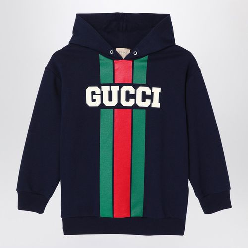 Felpa blu scura in cotone felpato - GUCCI - Modalova