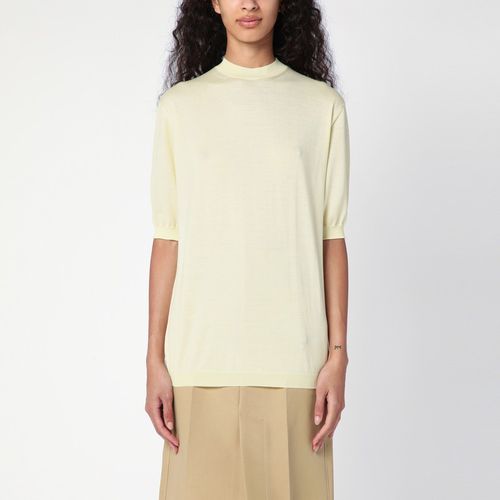 Light yellow cashmere crew-neck sweater - Bottega Veneta - Modalova