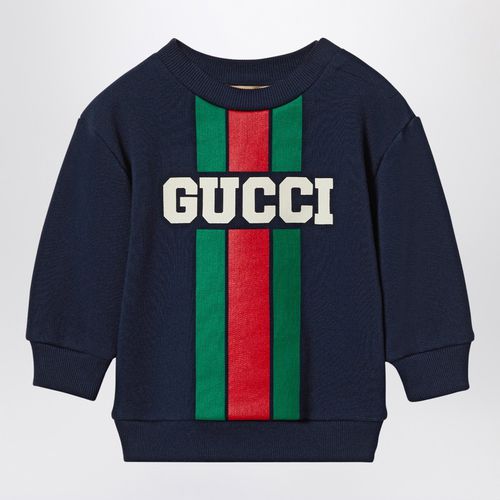 Blue sweatshirt with logo print - GUCCI - Modalova