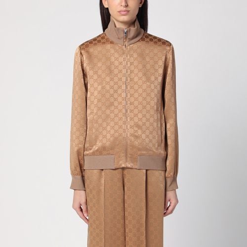 Camel-coloured GG viscose jacquard bomber jacket - GUCCI - Modalova