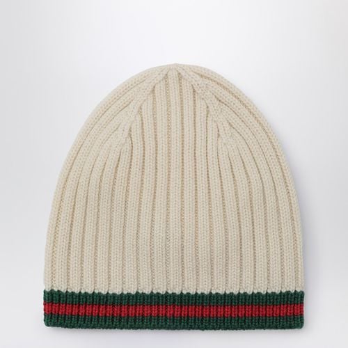 Wool bonnet with Web ribbon detail - GUCCI - Modalova