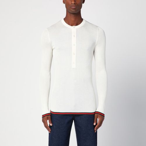 White silk jersey with web ribbon - GUCCI - Modalova