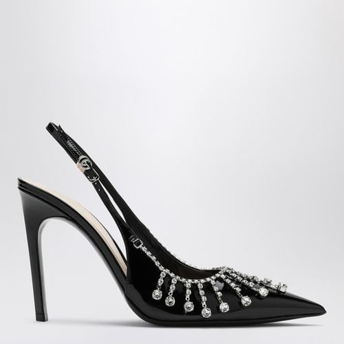 Patent leather pump with crystal chain - GUCCI - Modalova