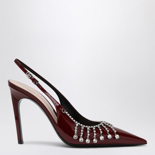 Bordeaux patent leather pump with crystal chain - GUCCI - Modalova