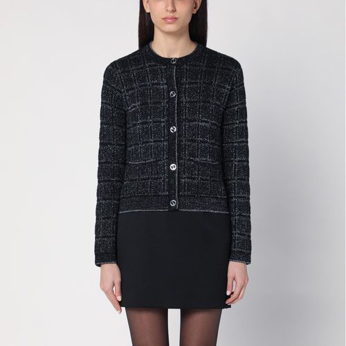 Silver wool and lamé checked cardigan - GUCCI - Modalova