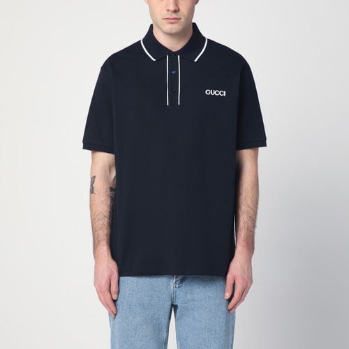 Blue stretch cotton polo - GUCCI - Modalova