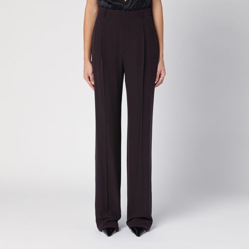 Brown silk crêpe trousers - Saint Laurent - Modalova