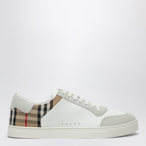 Sneaker bianca in pelle e Check - Burberry - Modalova