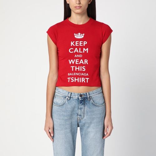 Red cropped t-shirt Keep Calm - Balenciaga - Modalova