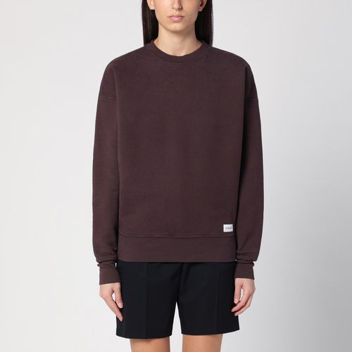 Taupe coloured plush cotton sweatshirt - Saint Laurent - Modalova