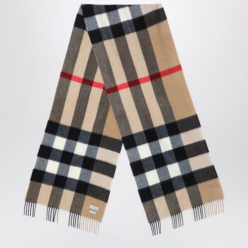 Beige cashmere check scarf - Burberry - Modalova