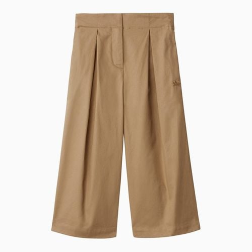 Beige cotton trousers with pleats - Burberry - Modalova