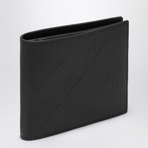 Leather bi-fold wallet with embossed Check - Burberry - Modalova