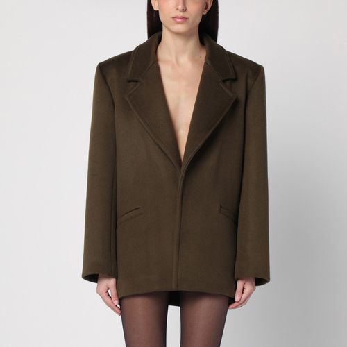 Khaki wool short coat - Saint Laurent - Modalova